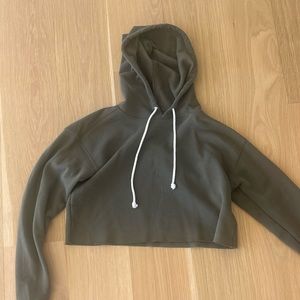 Wild Fable Green Cropped Hooded Sweatshirt